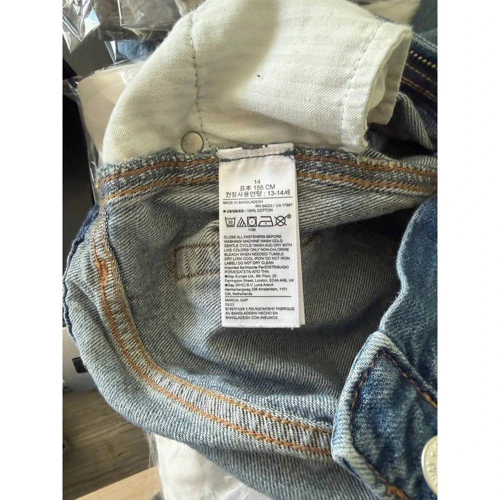 Gap Kids Girls Blue Distressed Denim Mini Skirt Size 14 Adjustable Waist‎ Frayed